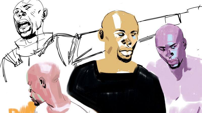 Early concept art of Uncle Aaron.